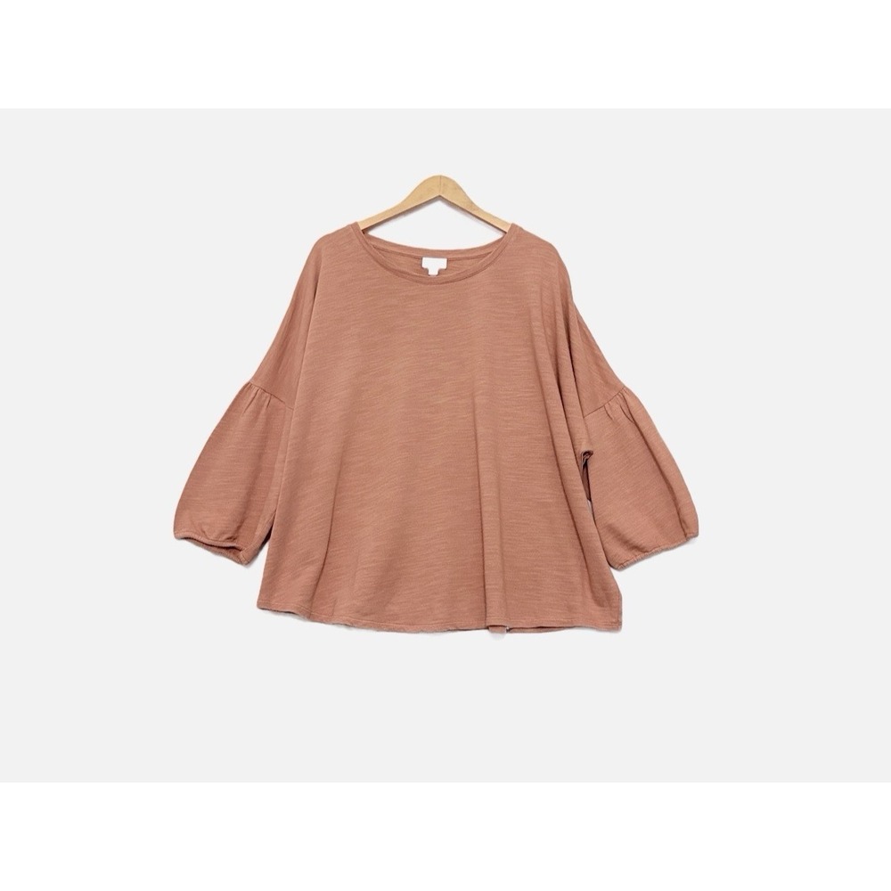 Pure J Jill Tranquility Fleece Balloon Sleeve Sable Sz 4X Pullover Top Tunic NEW